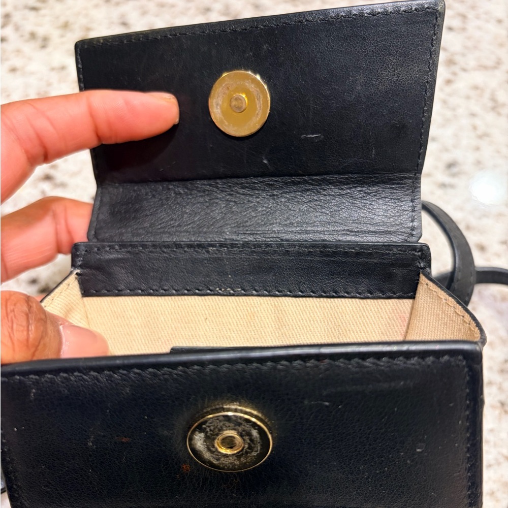 Jacquemus Black Leather Mini Bag with Gold Logo - Picture 7 of 11